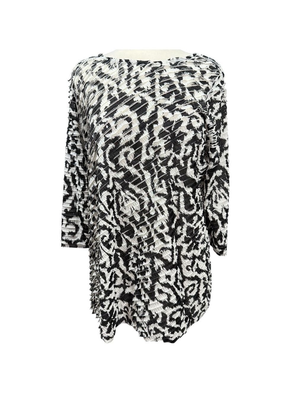 Women's‎ Susan Graver Top Size L Black and White